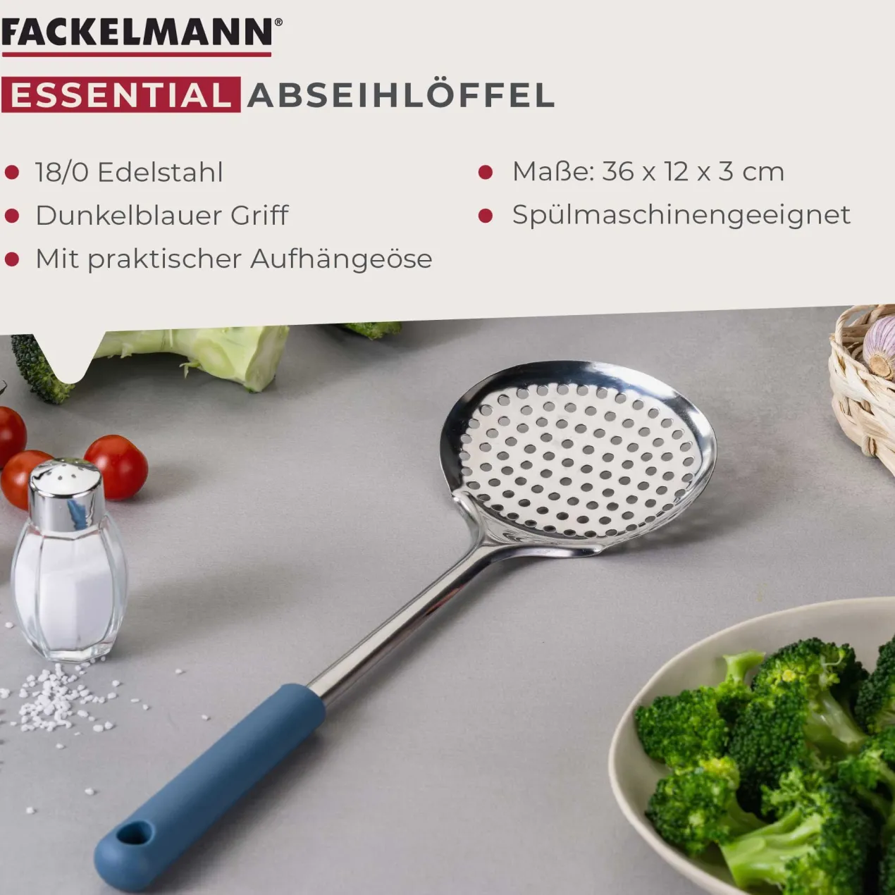 Abseihlöffel Essential, blau