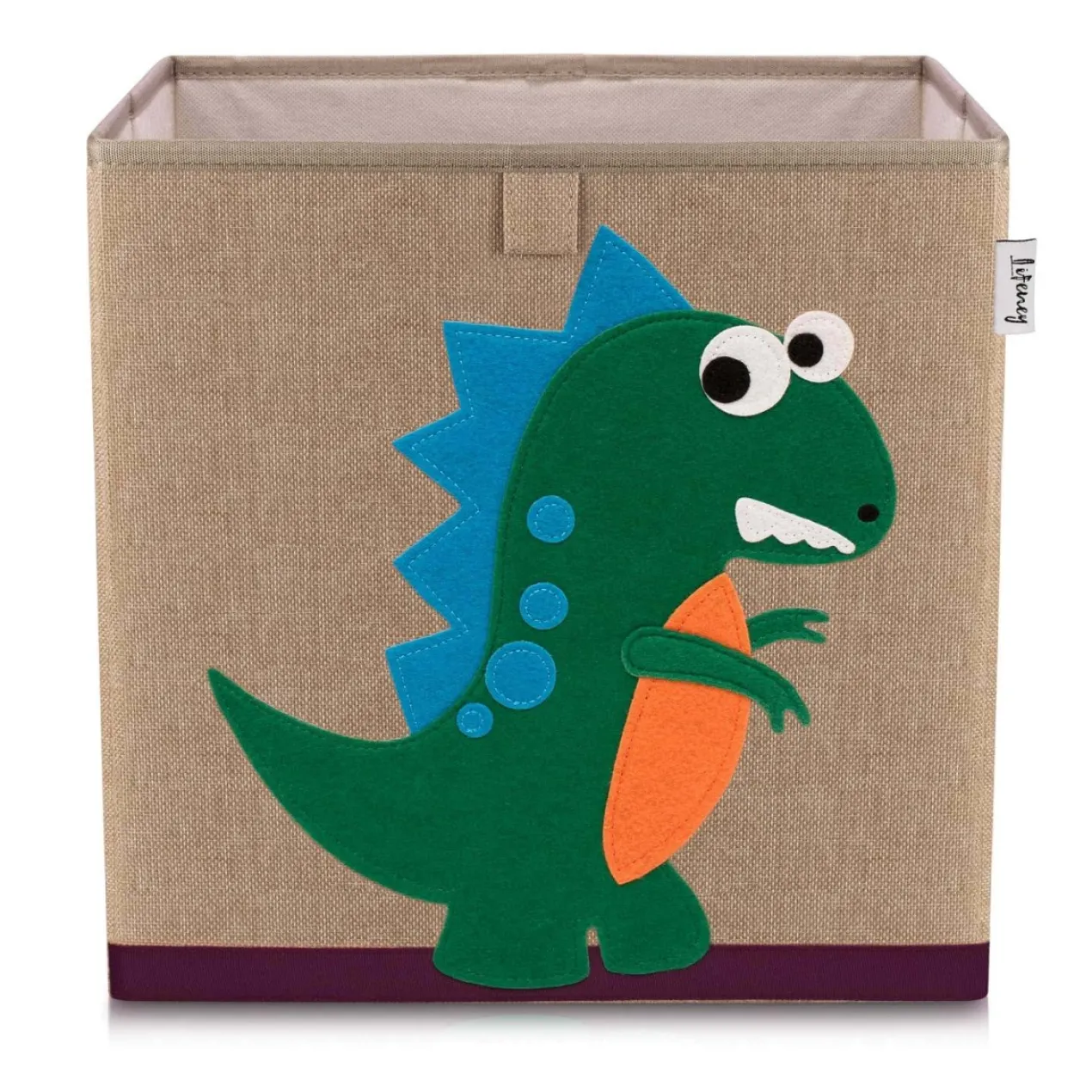 Aufbewahrungsbox Grüner Dino, braun, 33x33x33cm