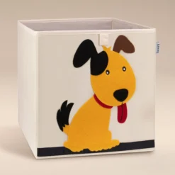 Aufbewahrungsbox Hund, beige, 33x33x33cm