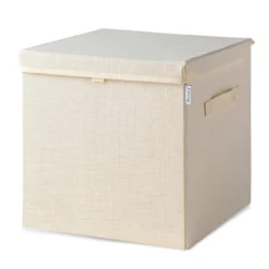 Aufbewahrungsbox mit Deckel, beige, 33x33x33cm