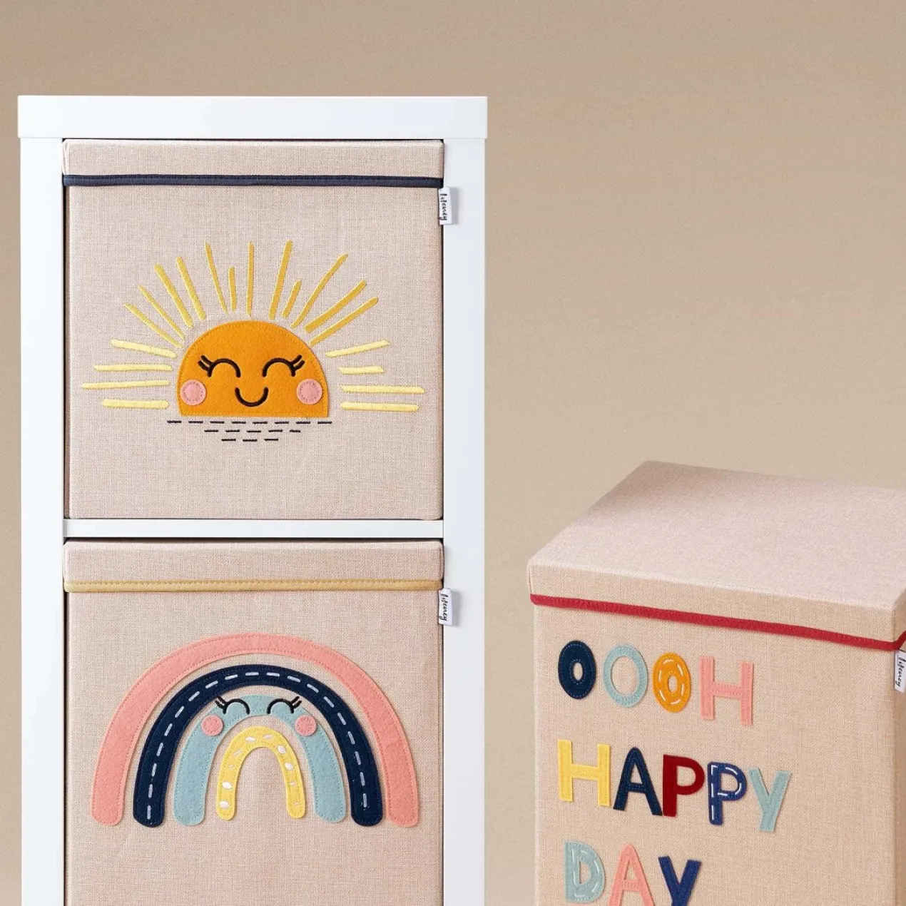 Aufbewahrungsbox mit Deckel Sonne, 33x33x33cm