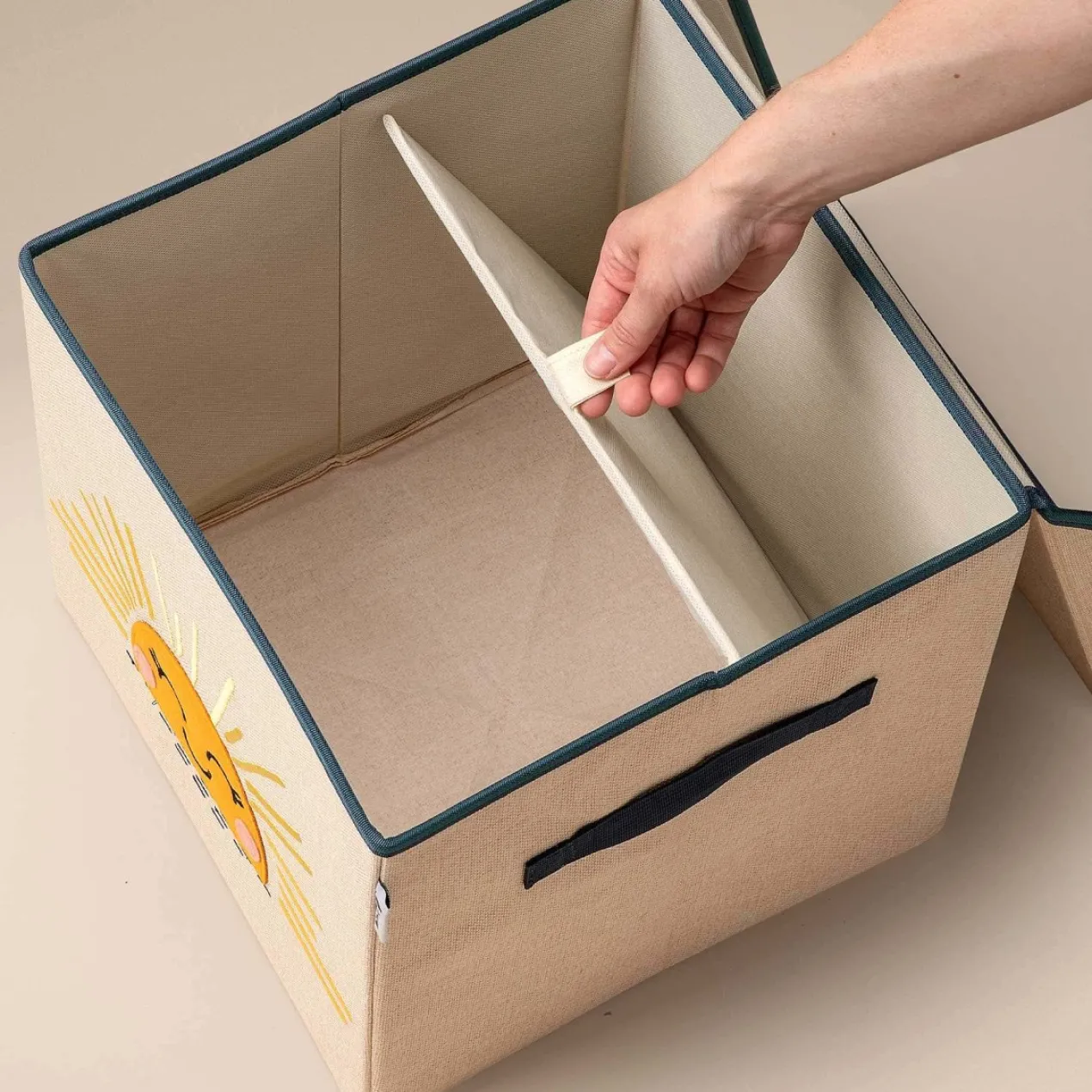 Aufbewahrungsbox mit Deckel Sonne, 33x33x33cm