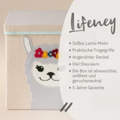 Aufbewahrungsbox mit Deckel Lama, 33x33x33cm