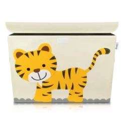 Aufbewahrungsbox mit Deckel, Tiger, beige, groß, 51x36x36cm