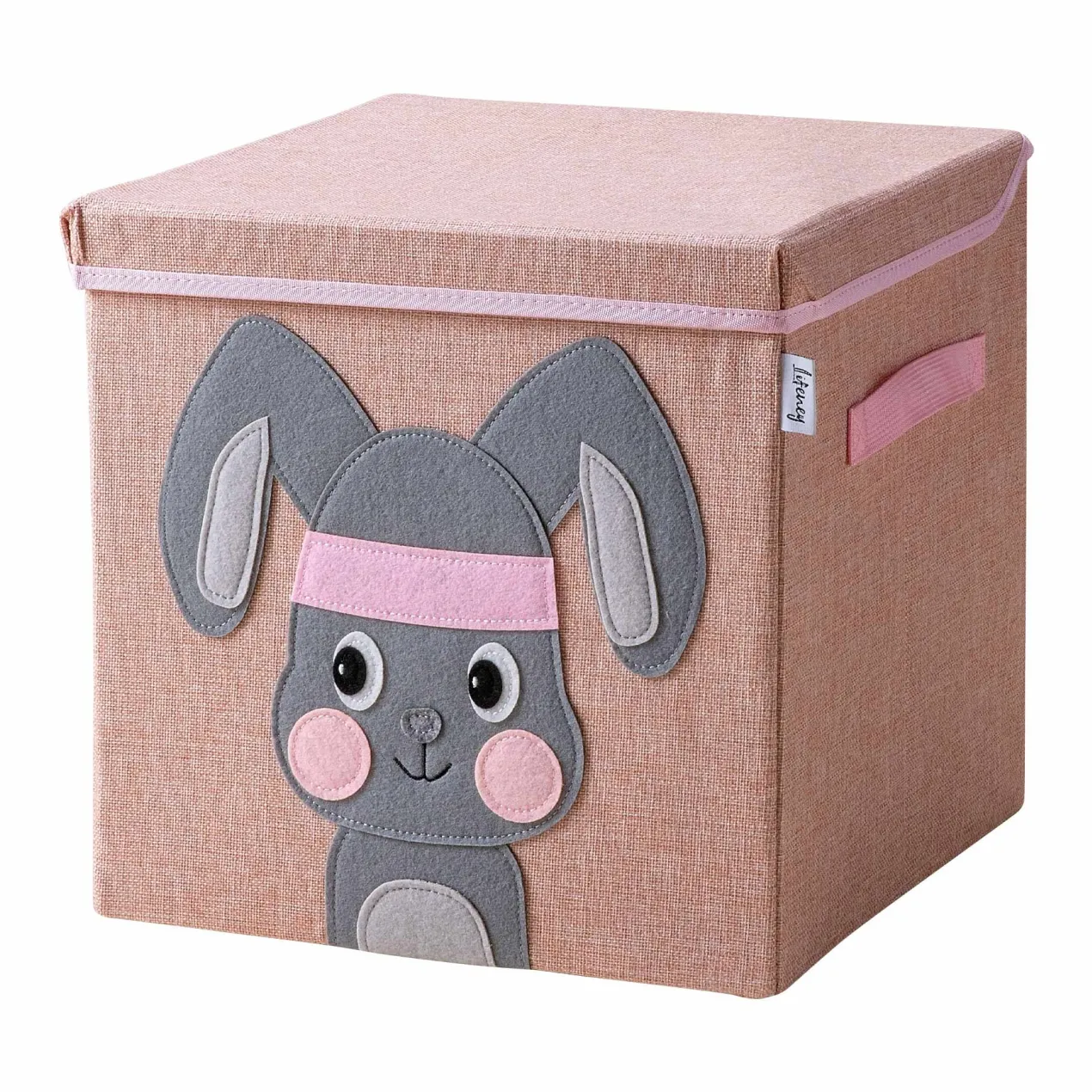 Aufbewahrungsbox mit Deckel, Hase, rosa, 33x33x33cm