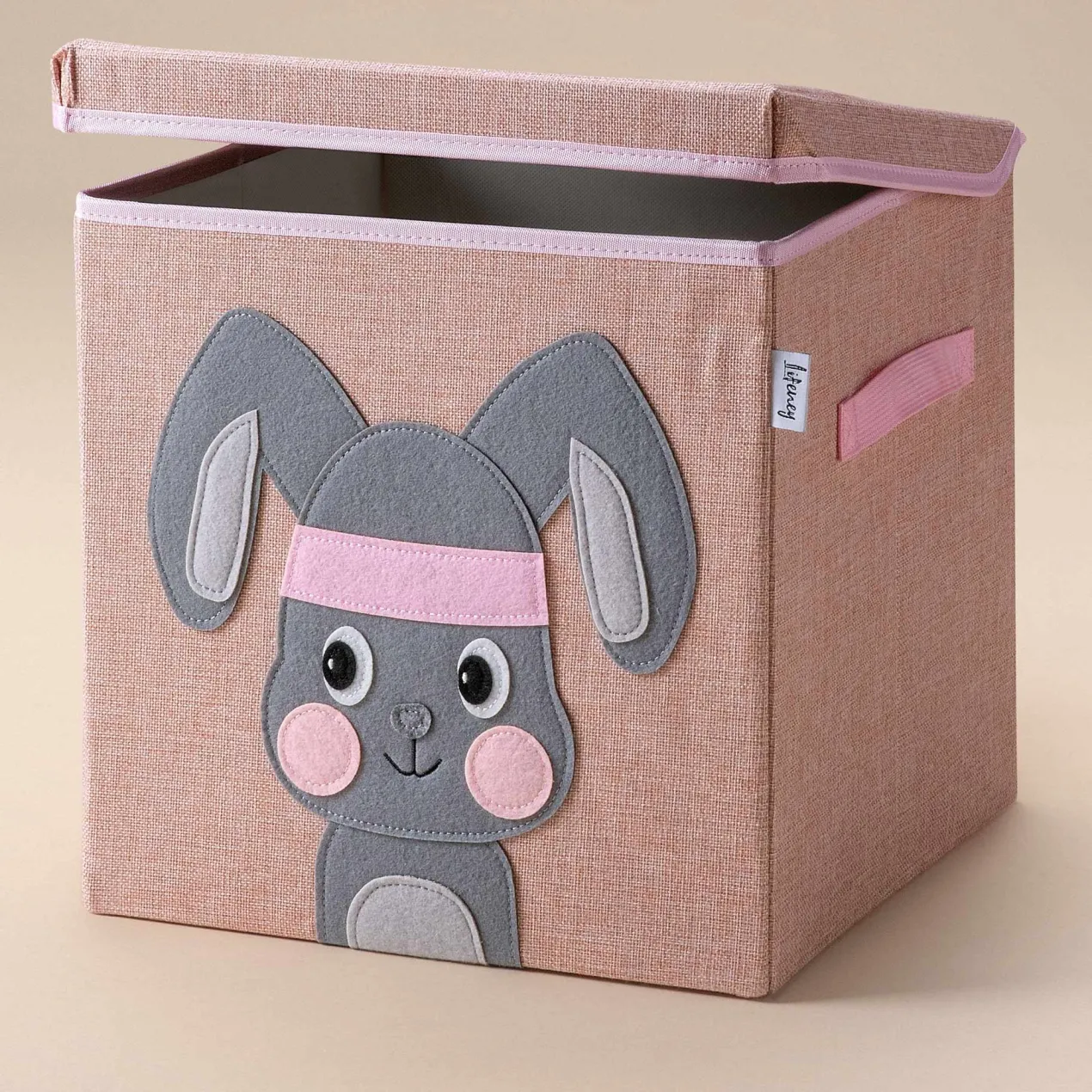 Aufbewahrungsbox mit Deckel, Hase, rosa, 33x33x33cm