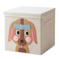 Aufbewahrungsbox mit Deckel, Hund, beige, 33x33x33cm