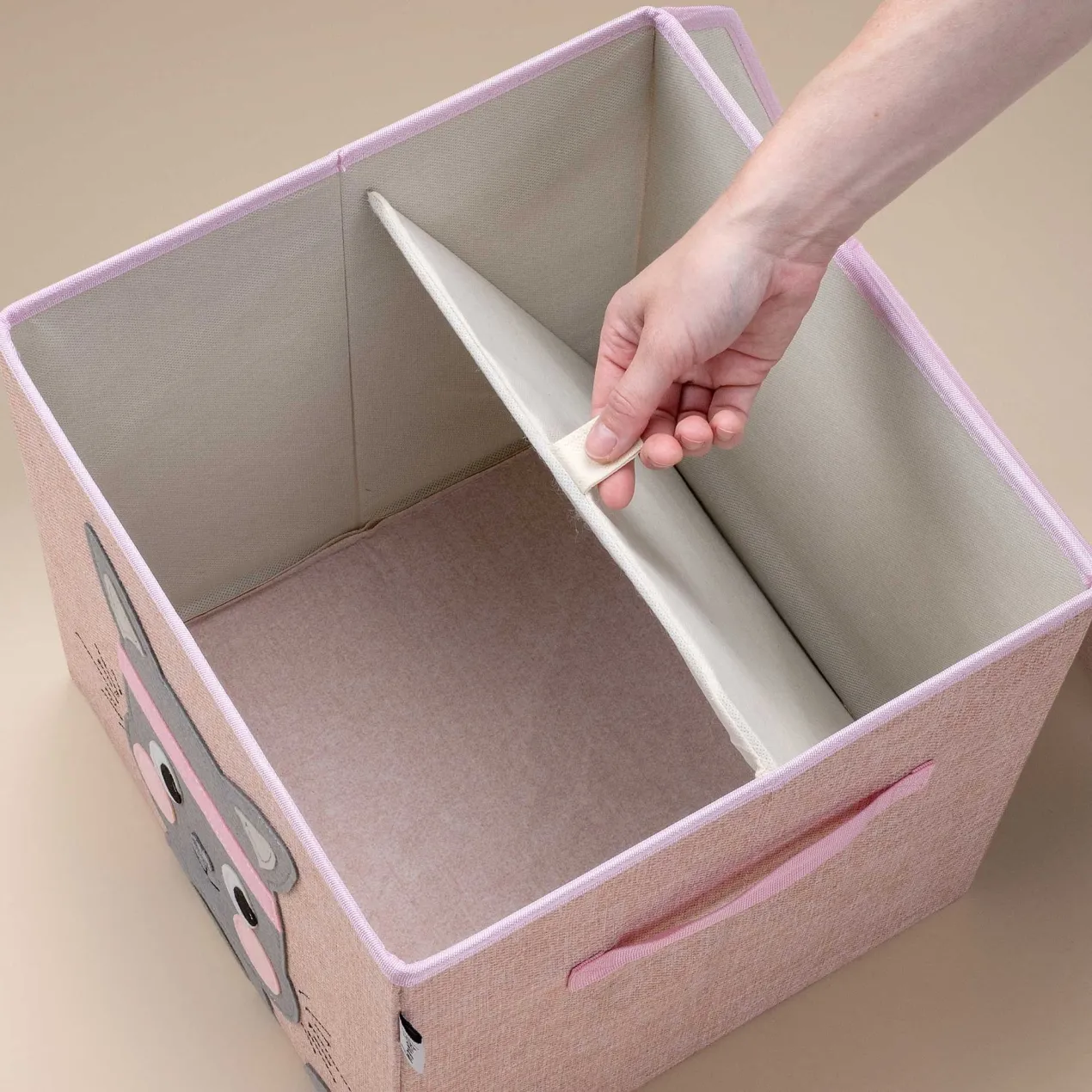 Aufbewahrungsbox mit Deckel, Katze, rosa, 33x33x33cm
