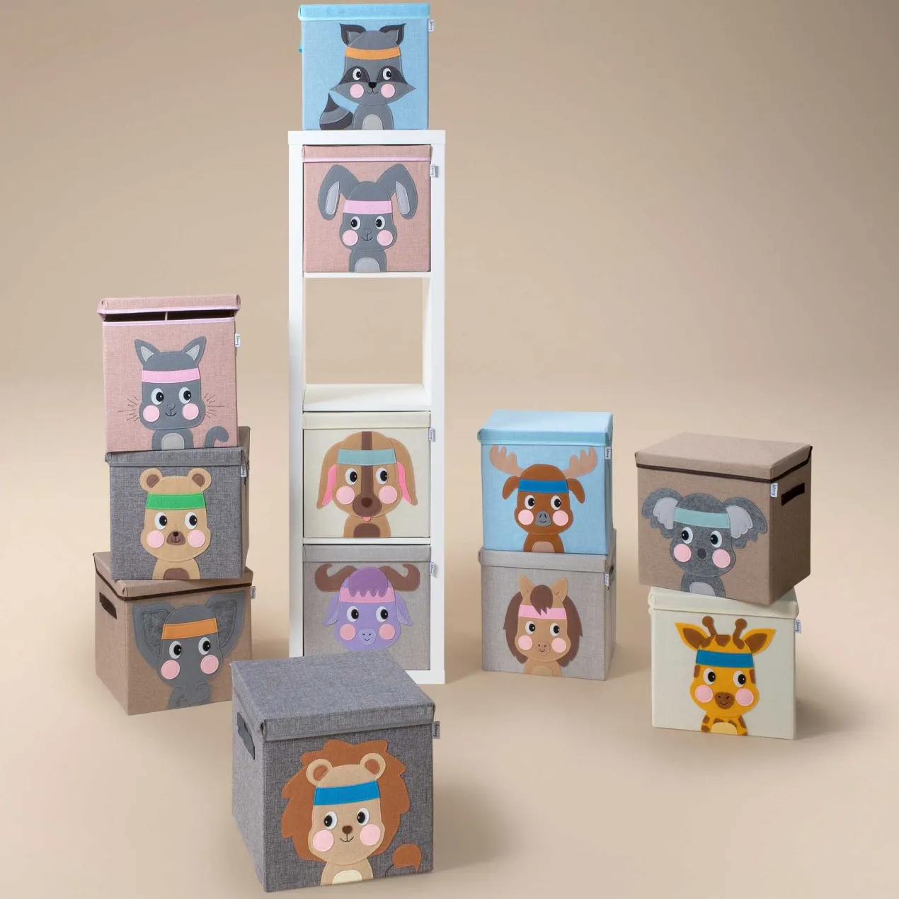 Aufbewahrungsbox mit Deckel, Katze, rosa, 33x33x33cm