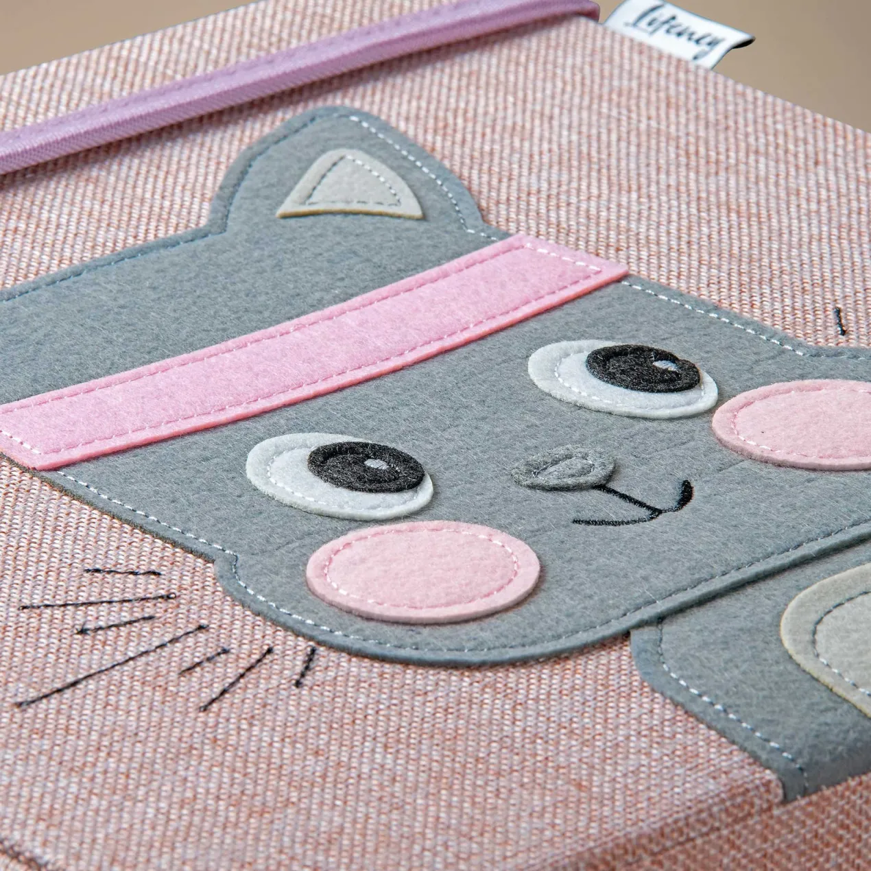 Aufbewahrungsbox mit Deckel, Katze, rosa, 33x33x33cm