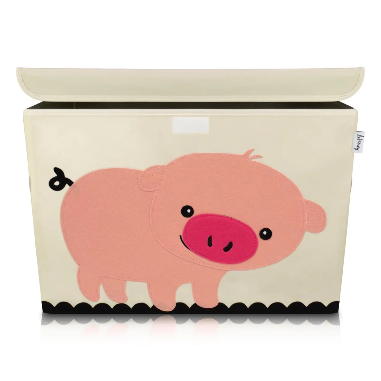 Aufbewahrungsbox mit Deckel, Schwein, beige, groß, 51x36x36cm