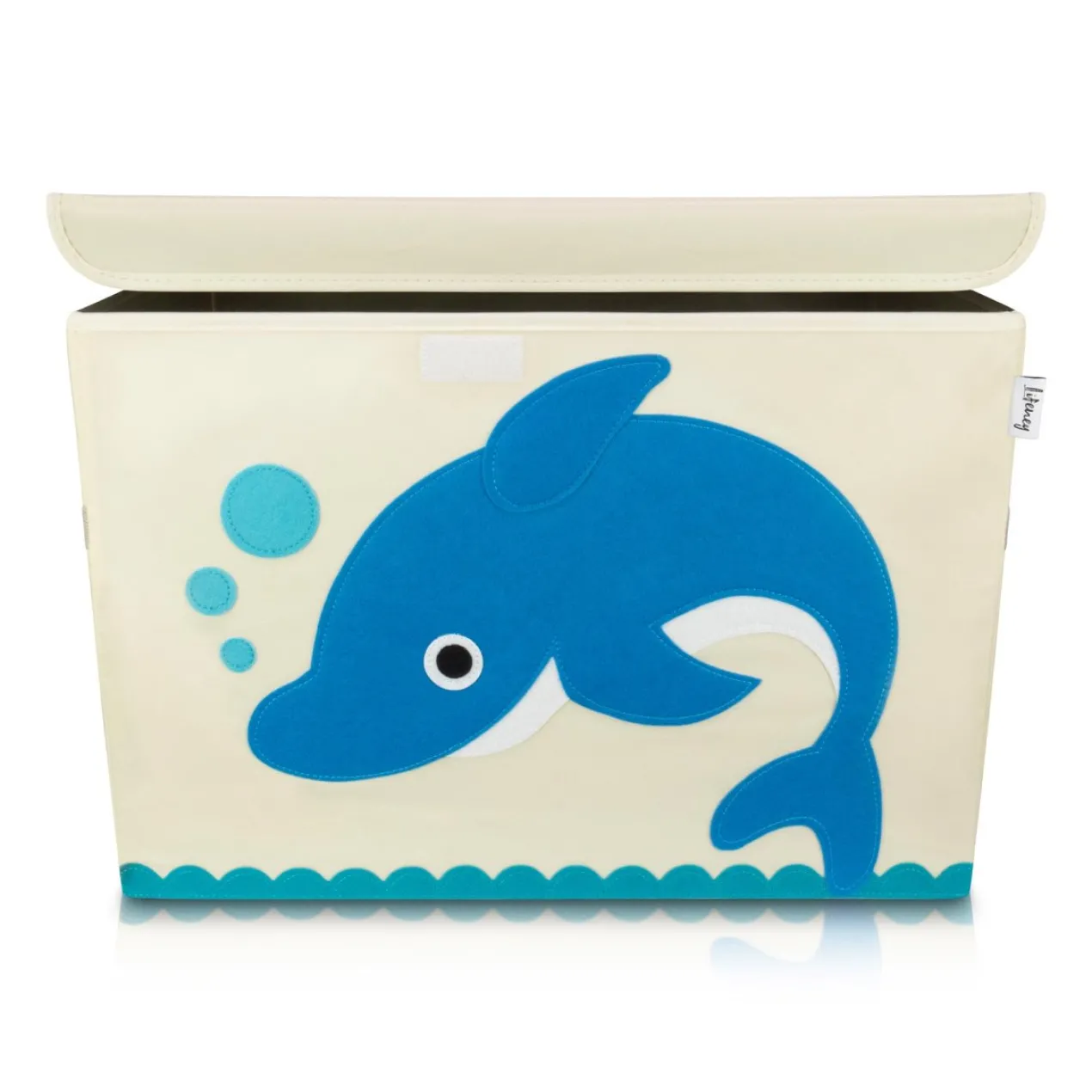 Aufbewahrungsbox mit Deckel, Delfin, groß, beige, 51x36x36cm