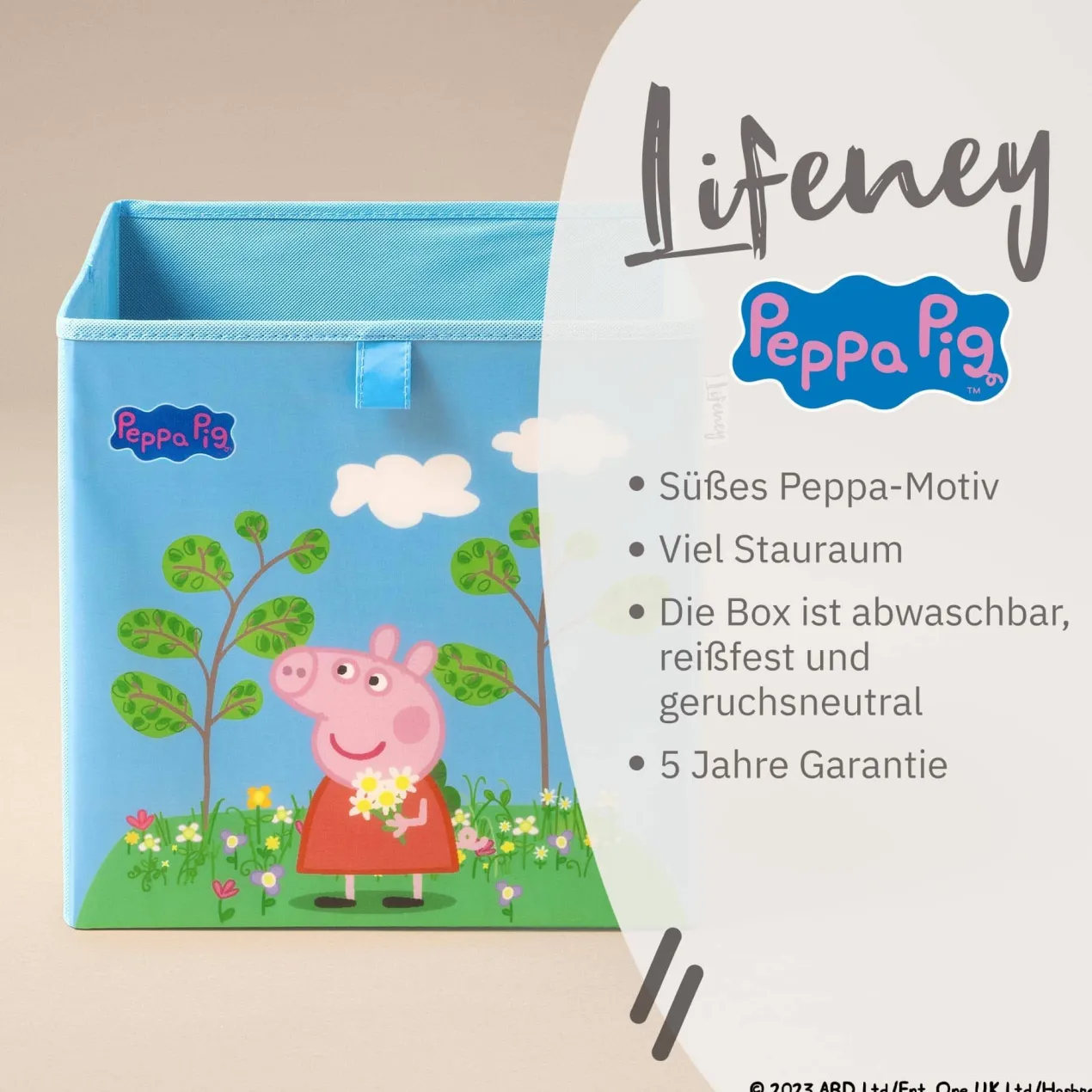 Aufbewahrungsbox Peppa Pig Blumenwiese, 30x30x30cm