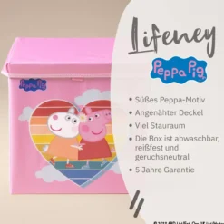 Aufbewahrungsbox Peppa Pig Freundschaft mit Deckel, 33x33x33cm