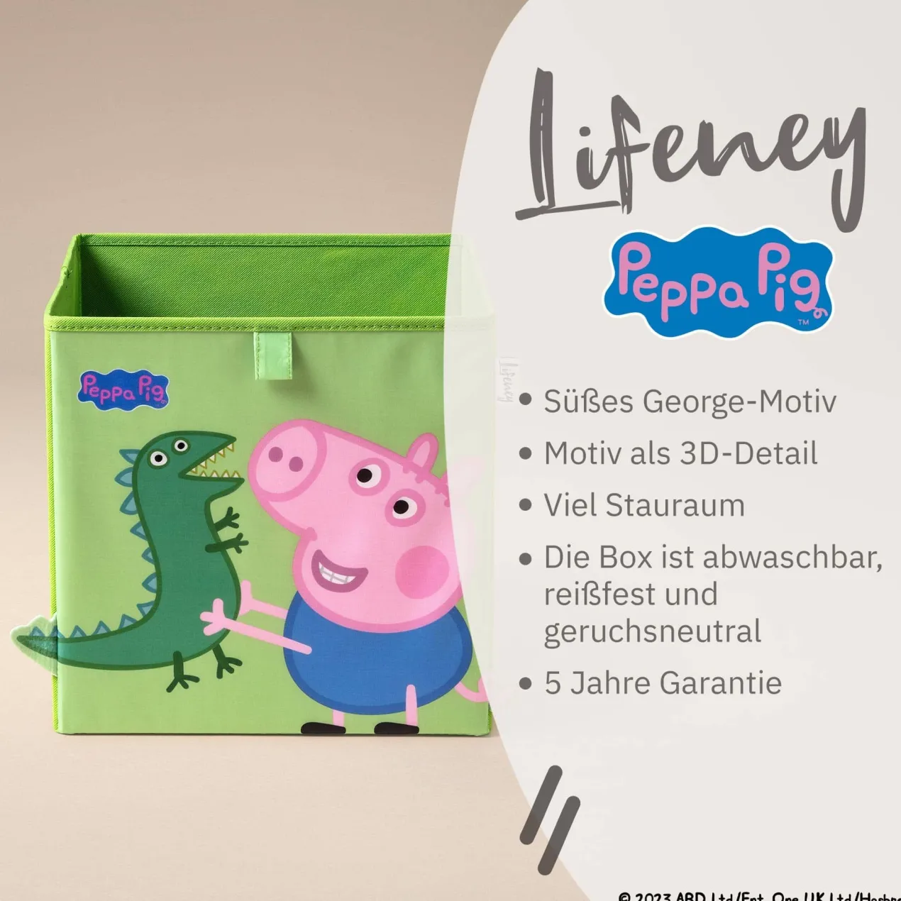 Aufbewahrungsbox Peppa Pig George und Dino, 30x30x30cm
