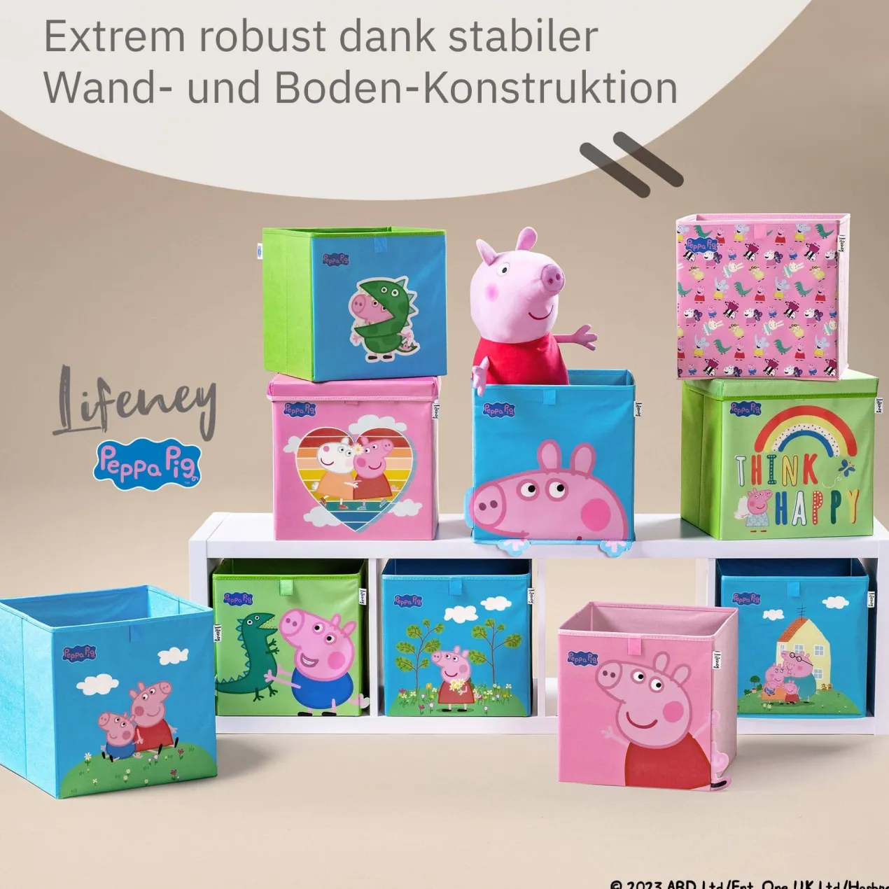 Aufbewahrungsbox Peppa Pig George und Dino, 30x30x30cm