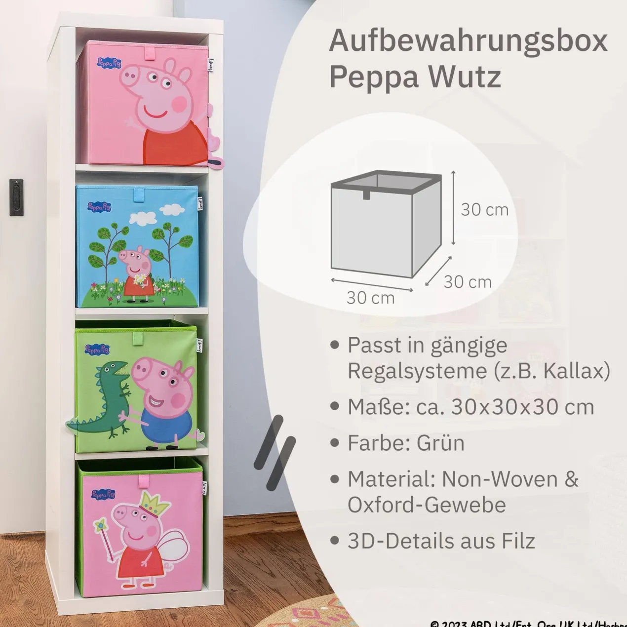 Aufbewahrungsbox Peppa Pig George und Dino, 30x30x30cm