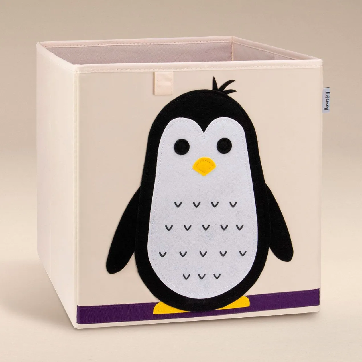 Aufbewahrungsbox Pinguin, beige, 33x33x33cm
