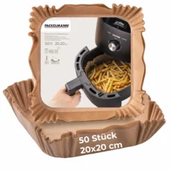 Backpapier für Heißluftfritteuse eckig, 20cm, 50 Stk.