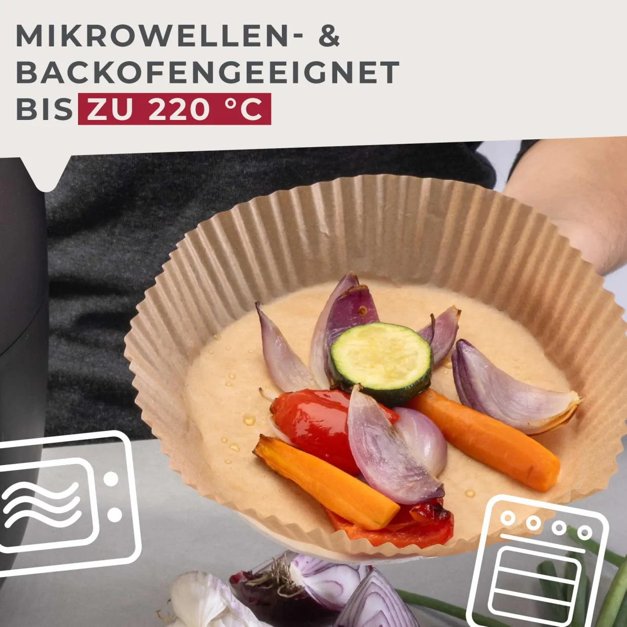 Backpapier für Heißluftfritteuse rund, 16cm, 50 Stk.