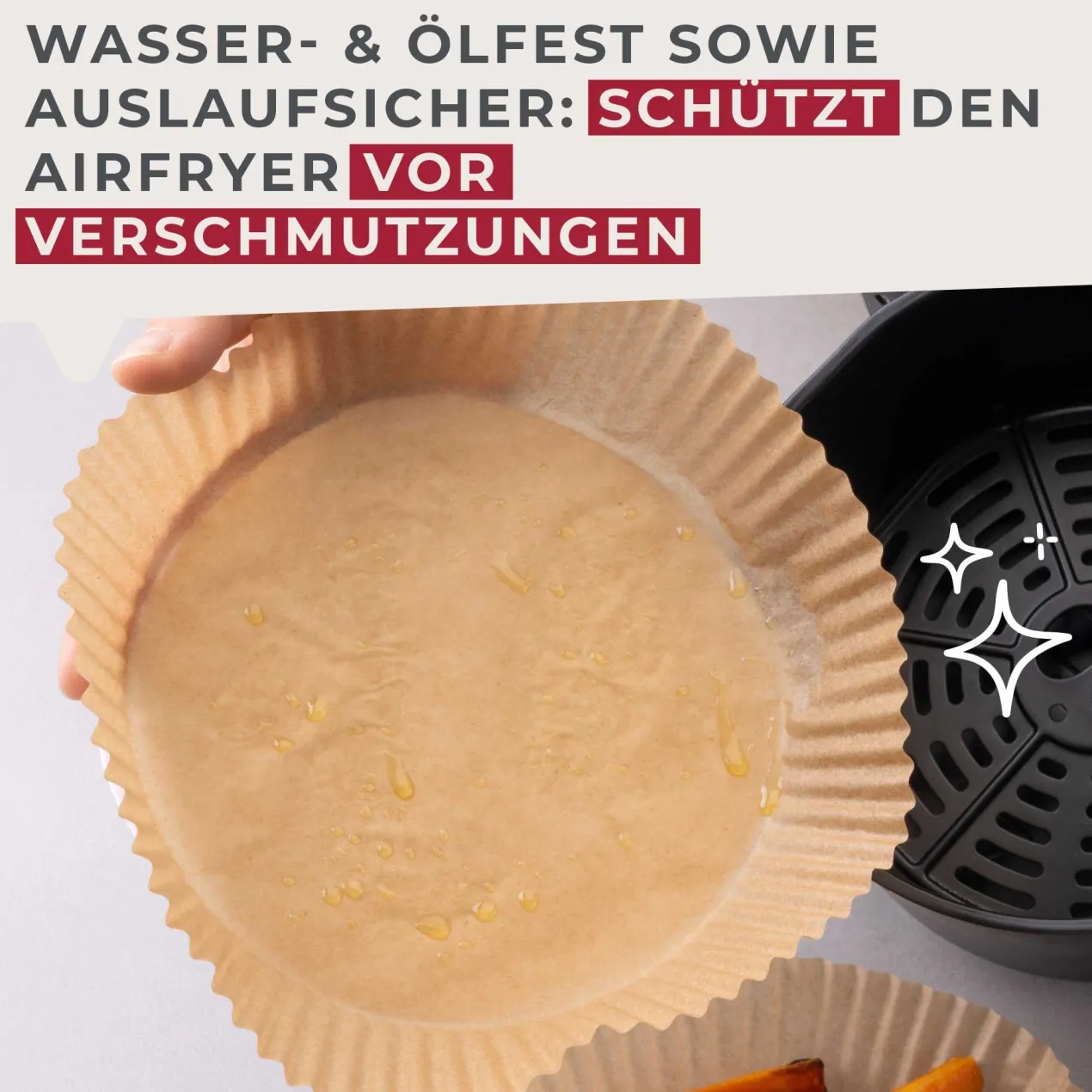 Backpapier für Heißluftfritteuse rund, 16cm, 50 Stk.
