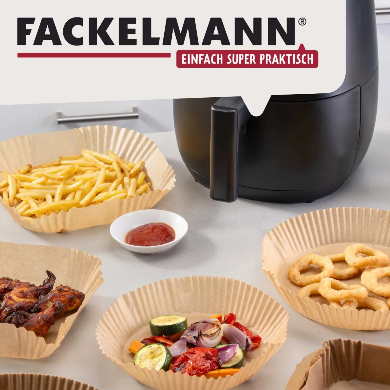 Backpapier für Heißluftfritteuse rund, 16cm, 50 Stk.