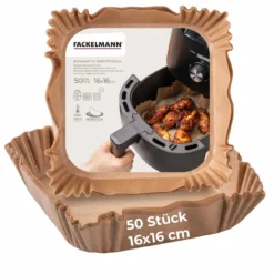 Backpapier für Heißluftfritteuse eckig ,16cm, 50 Stk.