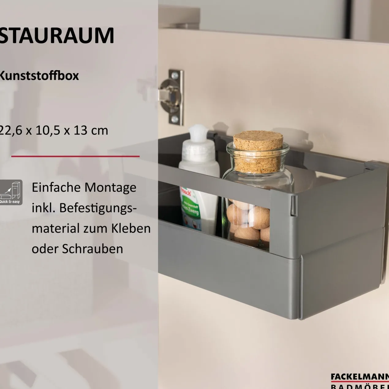 Box 22,6x10,5x13 cm, Kunststoff, Anthrazit