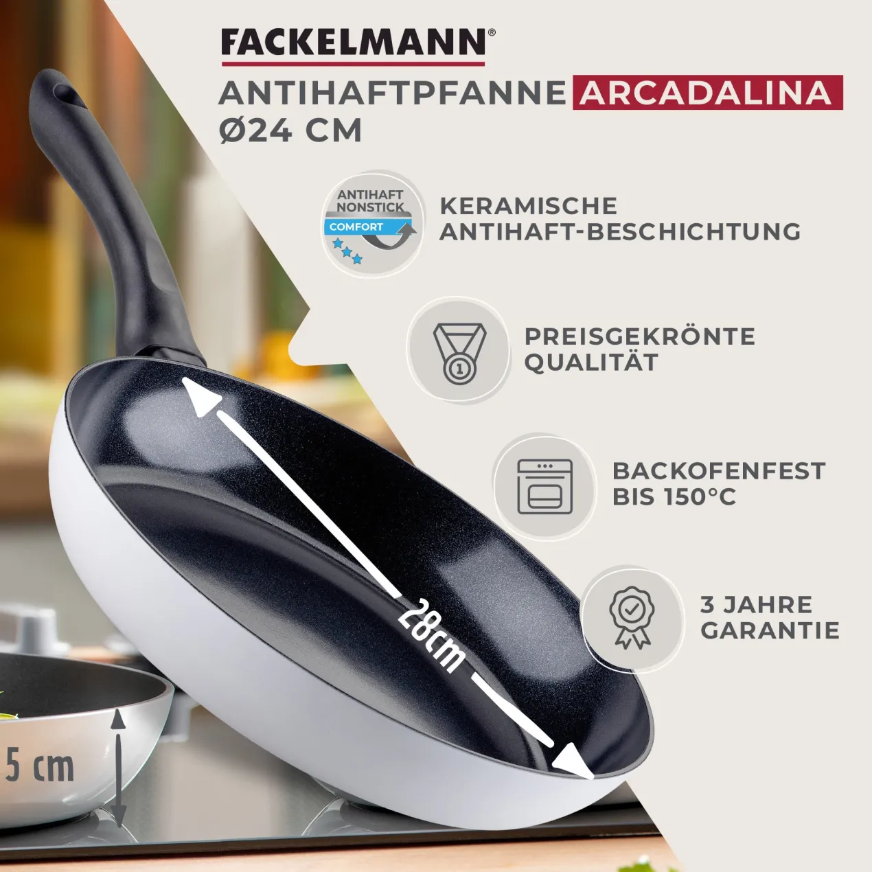 Bratpfanne Arcadalina, Keramik, antihaft, Ø28cm
