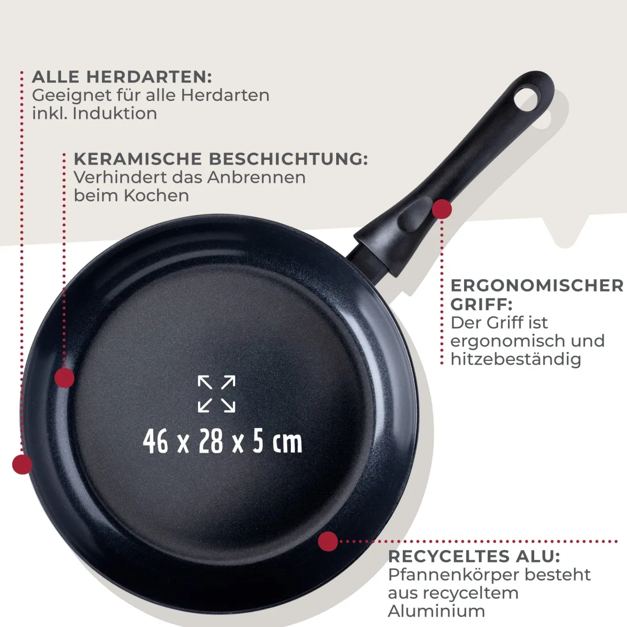 Bratpfanne Arcadalina, Keramik, antihaft, Ø28cm