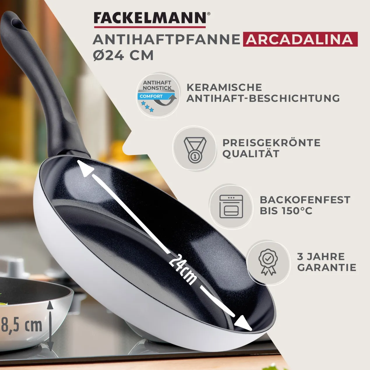 Bratpfanne Arcadalina, Keramik, antihaft, Ø24cm