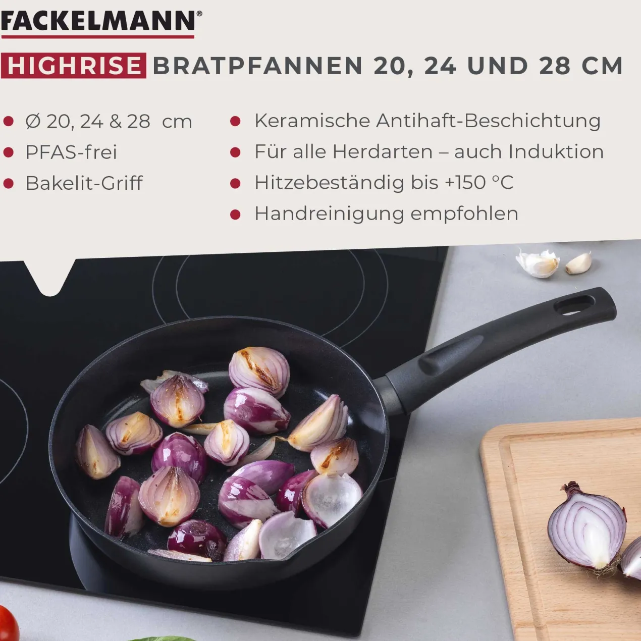 Bratpfannen-Set "Highrise", Keramik, antihaft, Ø20/24/28cm, 3-tlg.