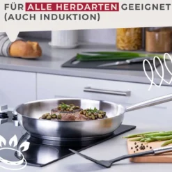 Bratpfanne Ovalgriff , Ø28cm, Edelstahl