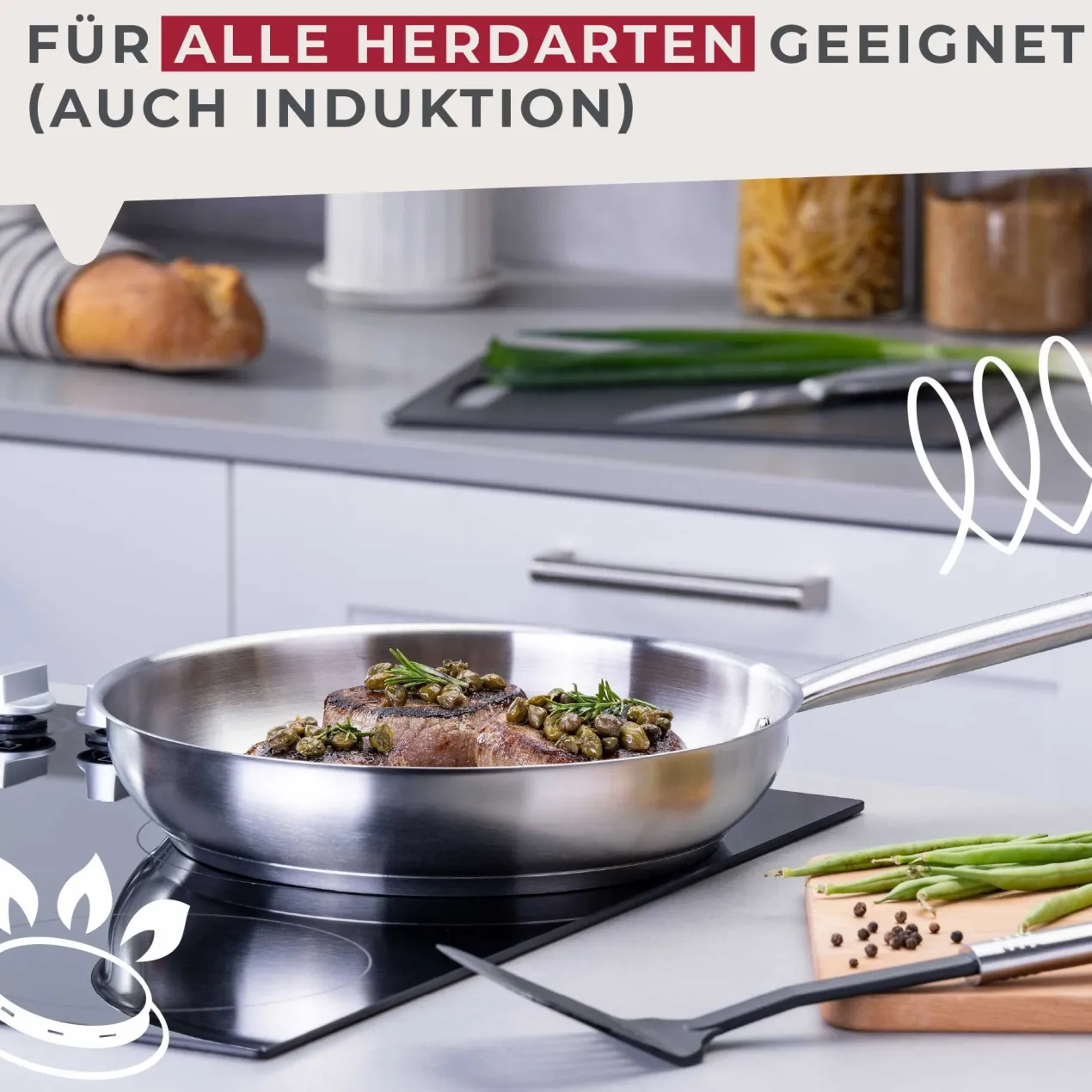 Bratpfanne Ovalgriff , Ø28cm, Edelstahl