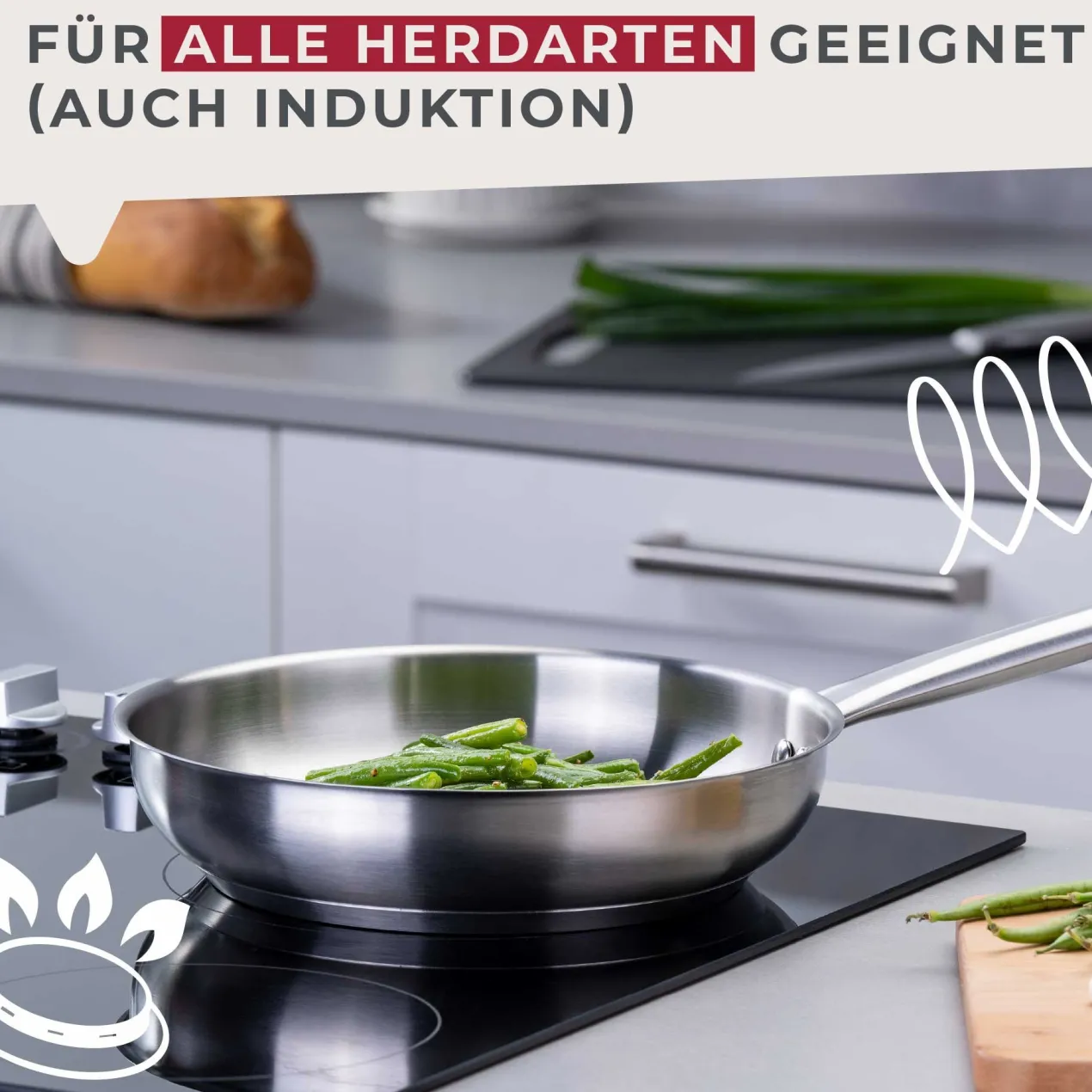 Bratpfanne Ovalgriff, Ø24cm, Edelstahl