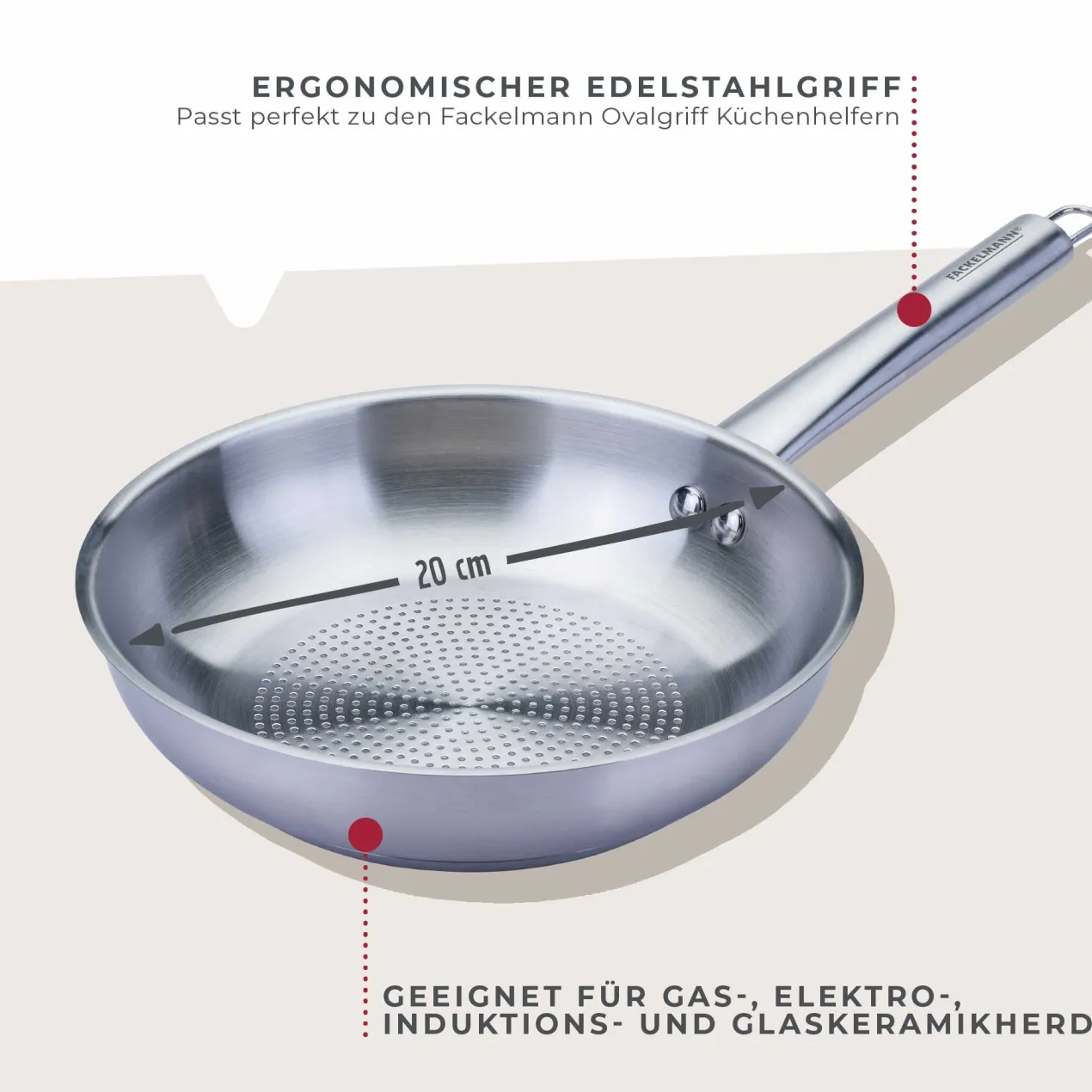 Bratpfanne Ovalgriff, Ø20cm, Edelstahl