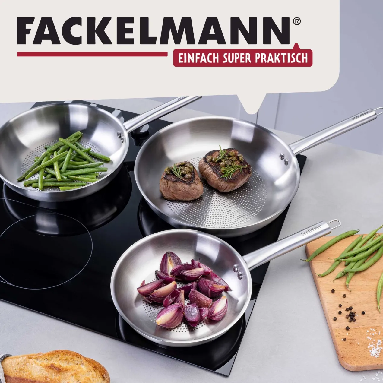Bratpfanne Ovalgriff, Ø20cm, Edelstahl