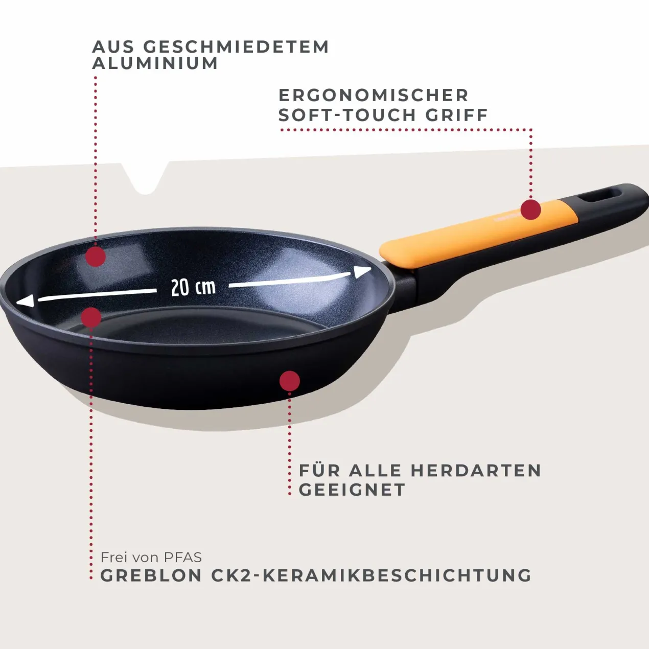 Bratpfanne Soft Collection, Keramik, antihaft, Ø20cm