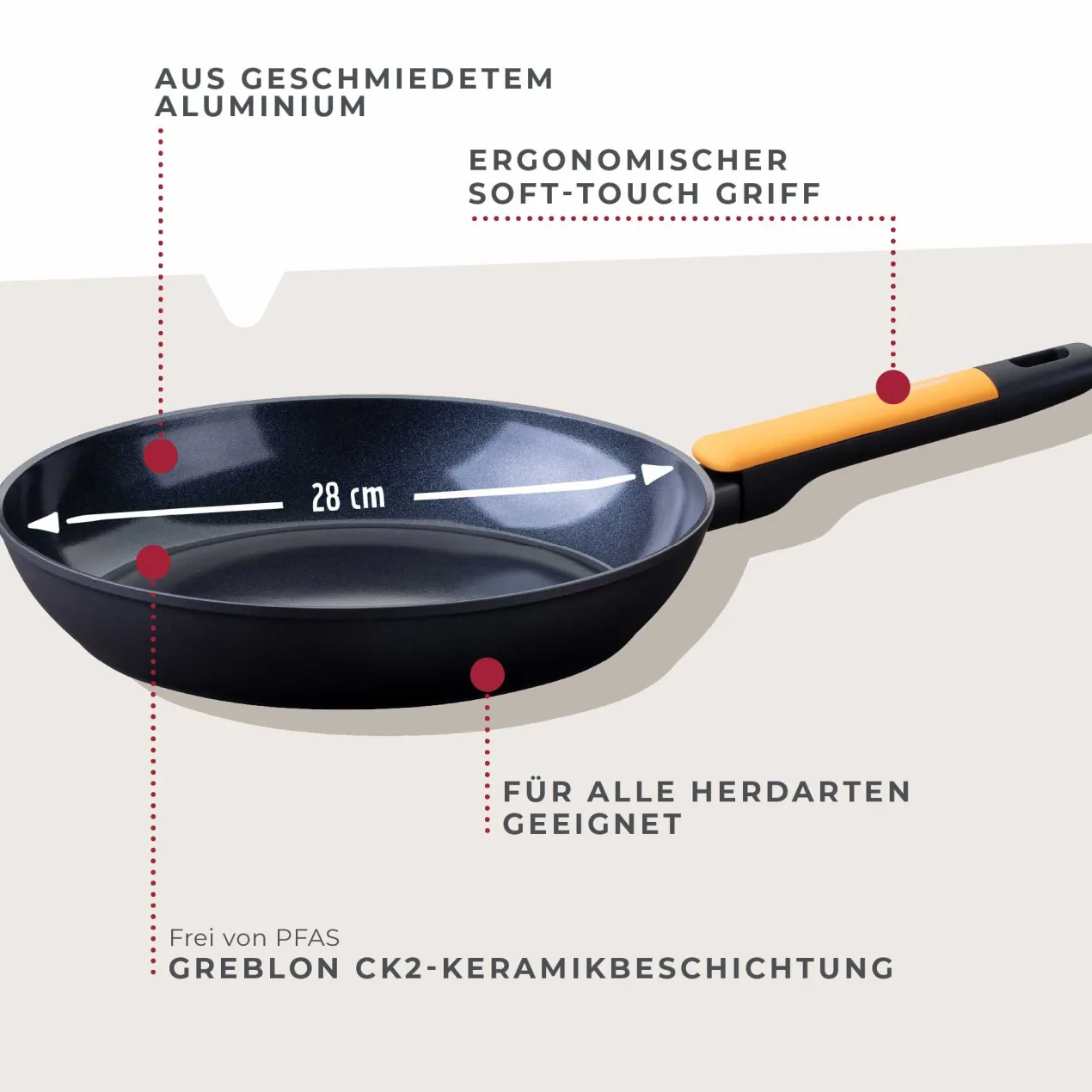 Bratpfanne Soft Collection, Keramik, antihaft, Ø28cm