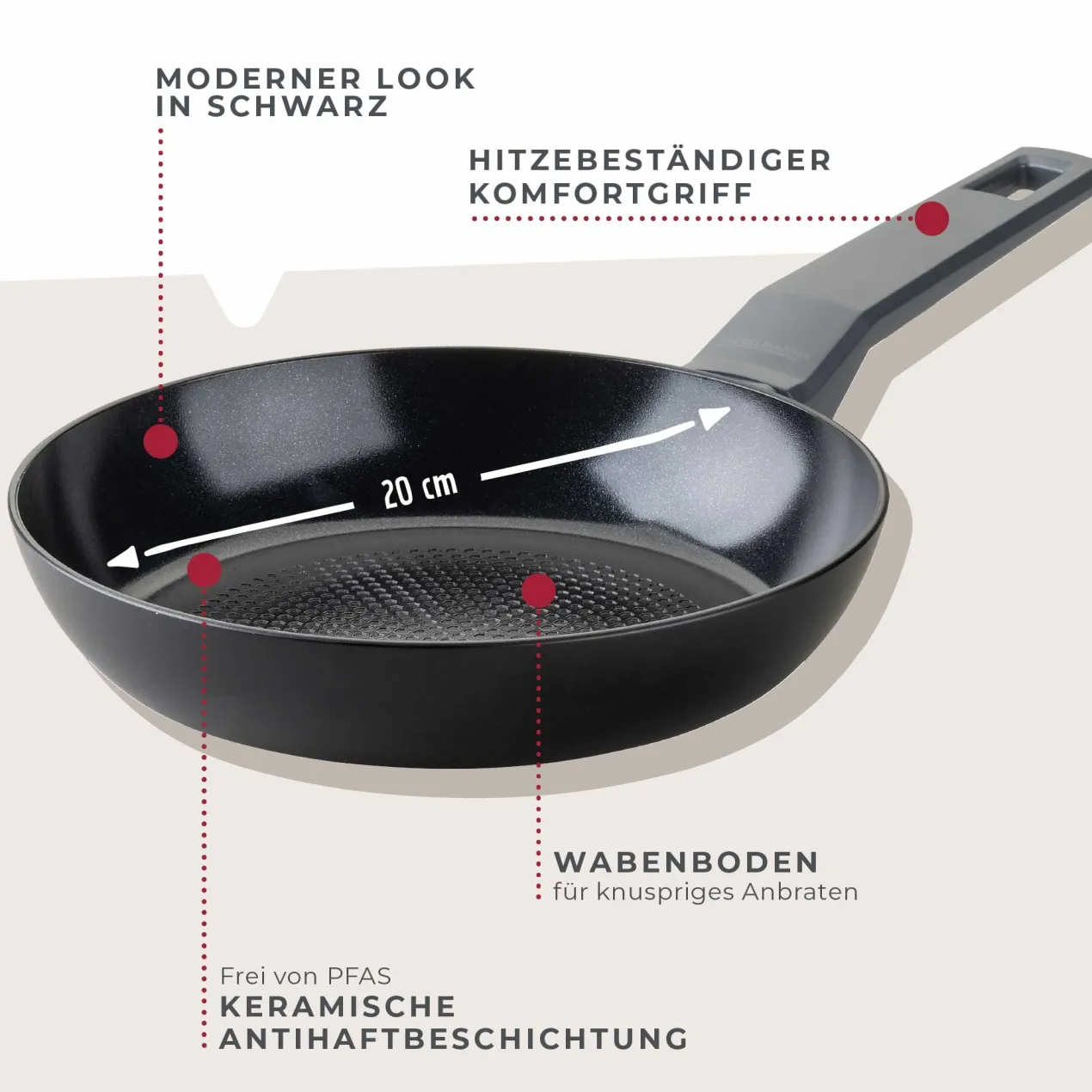 Bratpfanne Statement, Keramik, antihaft, Ø20cm – 20% Rabatt mit Code: COOK20