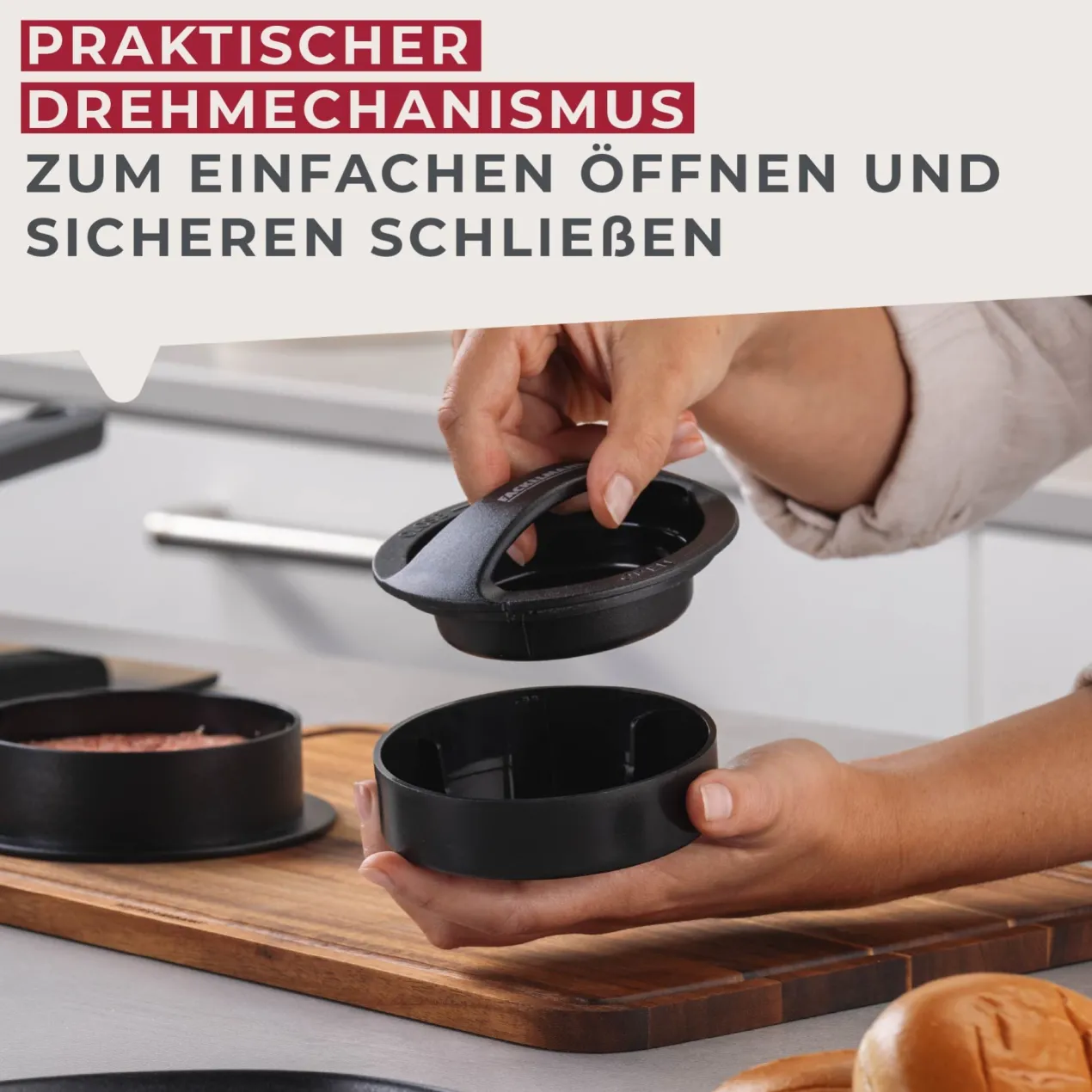 Burgerpresse, Kunststoff, schwarz