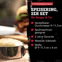 Burger- und Dessertringe, 2 St., Edelstahl, verstellbar