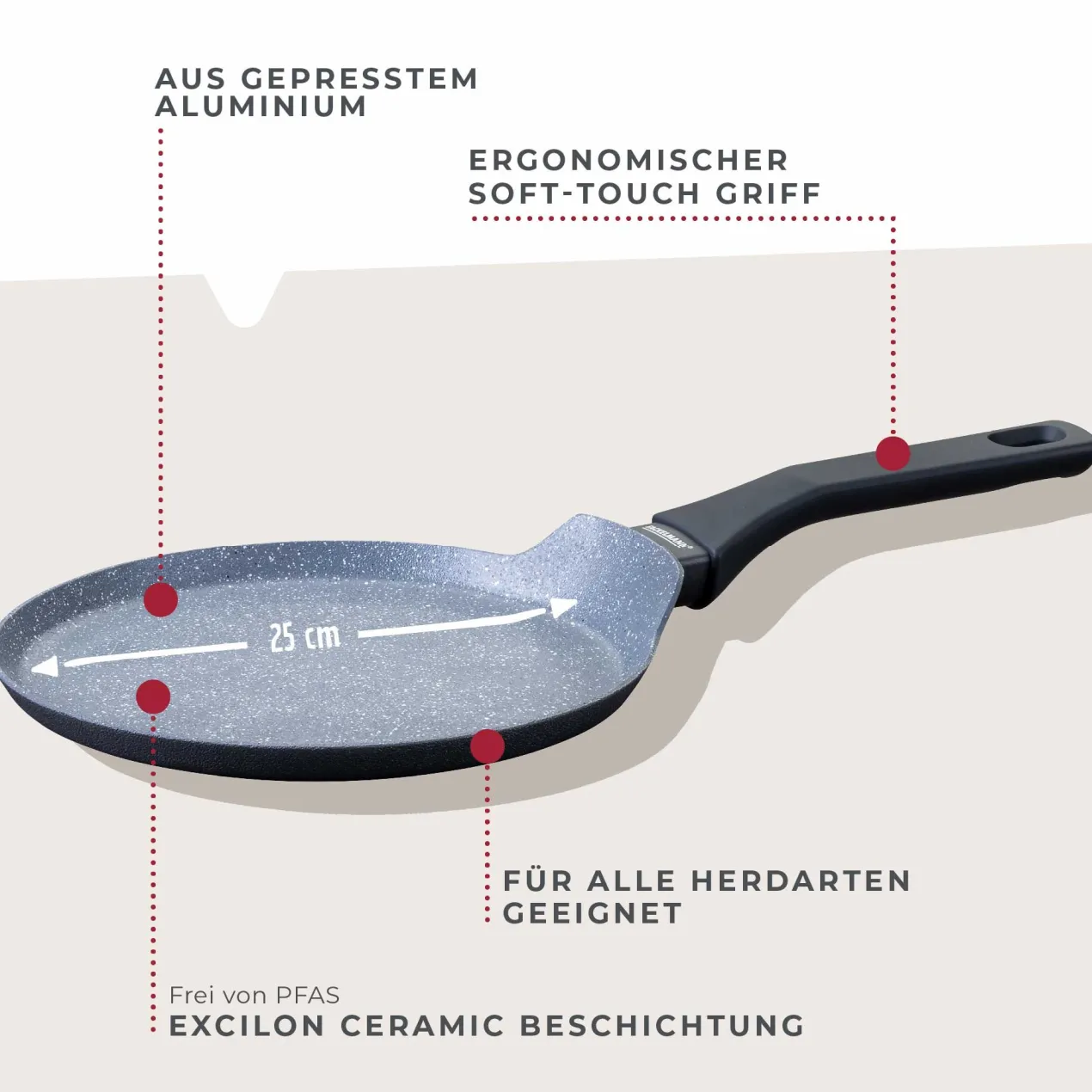 Crêpepfanne Cosmo, Keramik, antihaft, Ø25cm