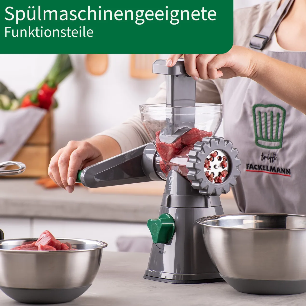 Fleischwolf mit Gebäckaufsatz, 6-teilig