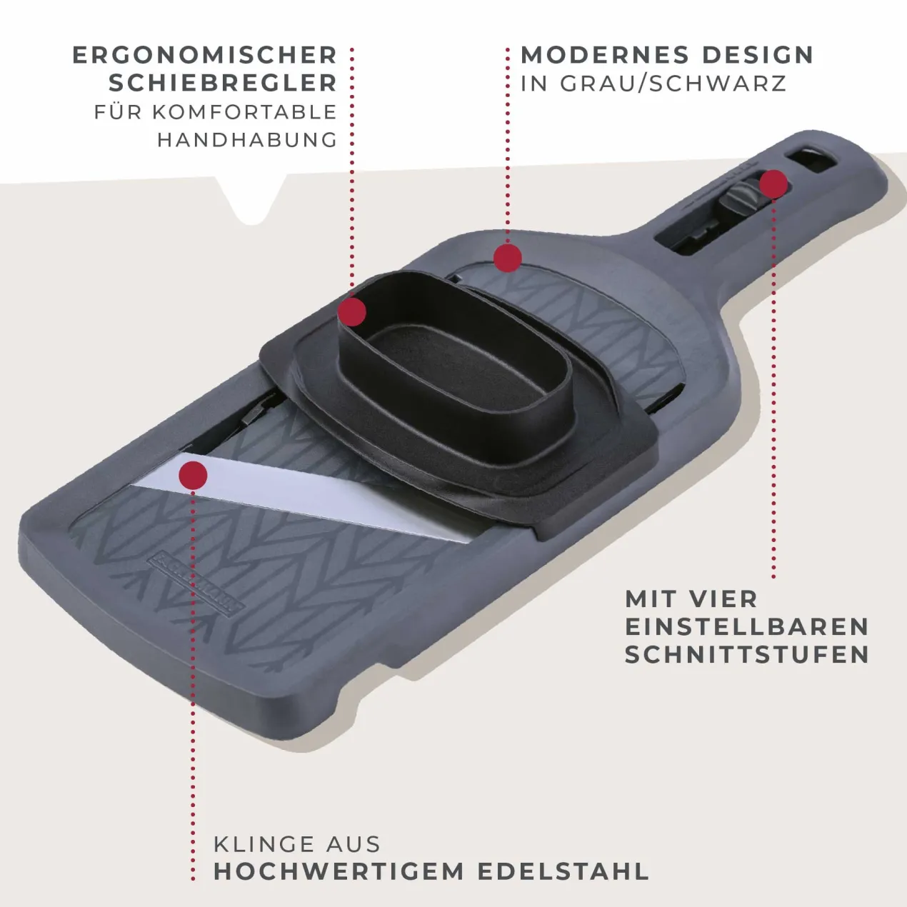 Gemüsehobel mit Restehalter Statement, grau
