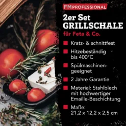 Grillschale Emaille, 21x12cm, 2 Stück