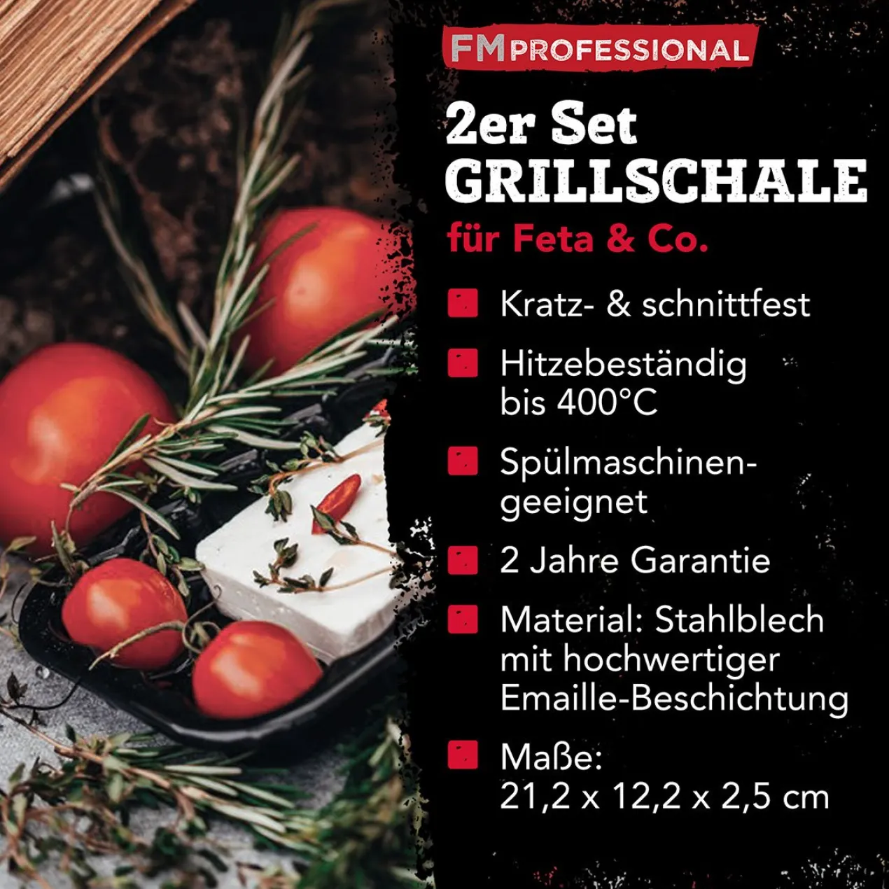 Grillschale Emaille, 21x12cm, 2 Stück