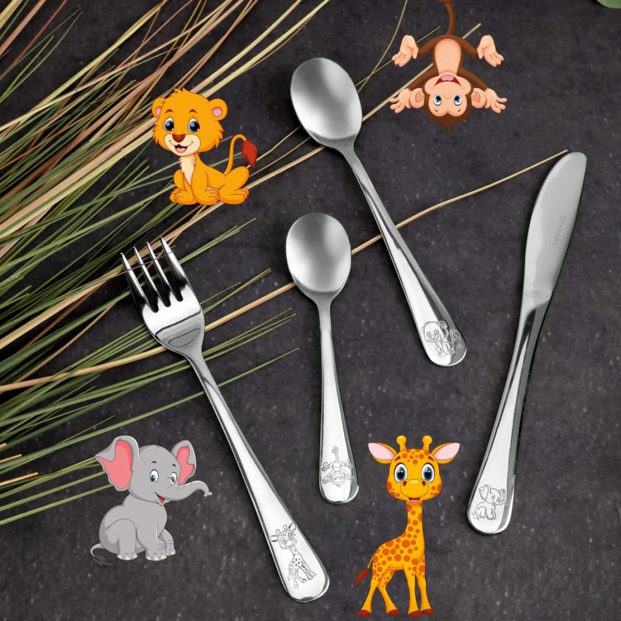Kinderbesteck Set "Safari", 4-teilig