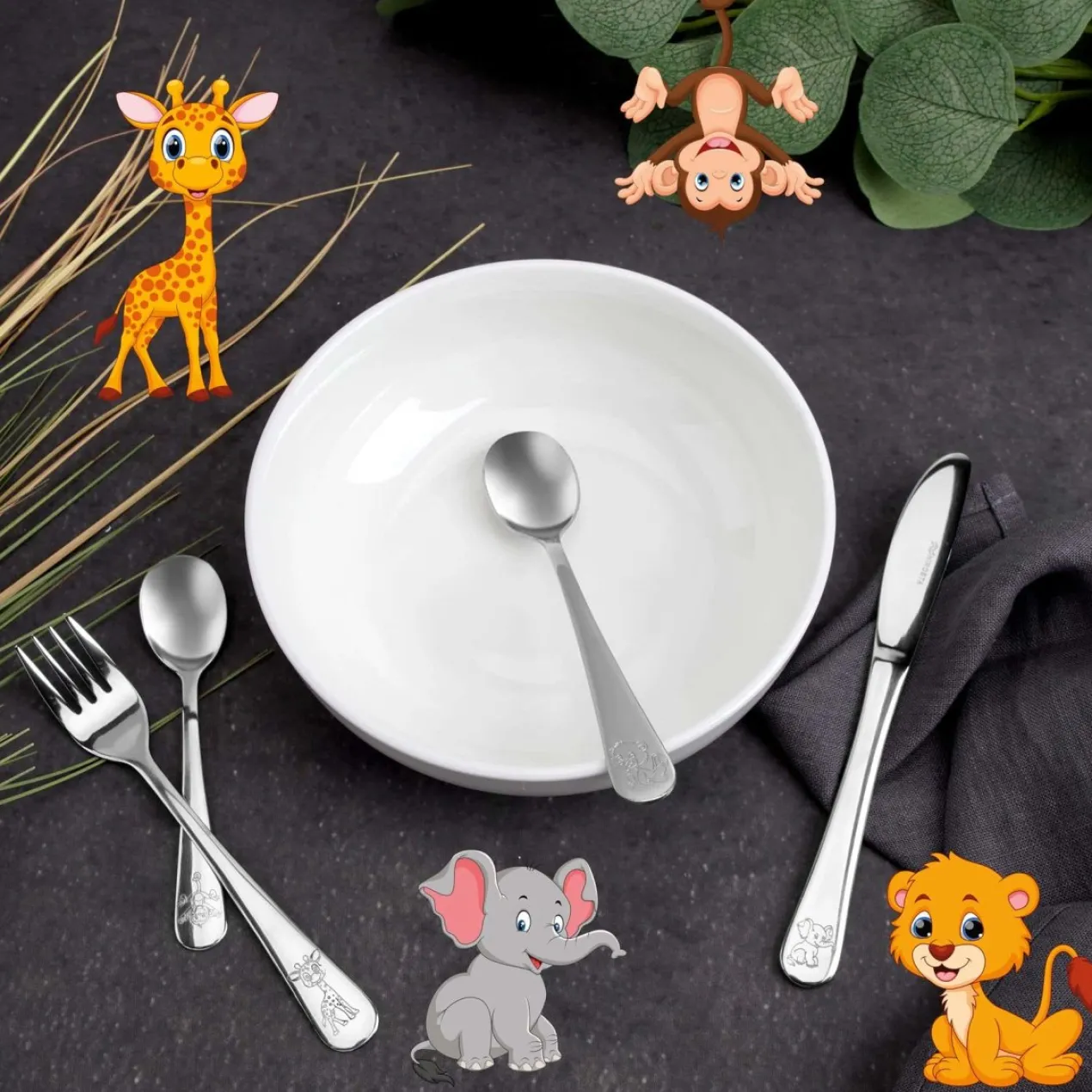 Kinderbesteck Set "Safari", 4-teilig