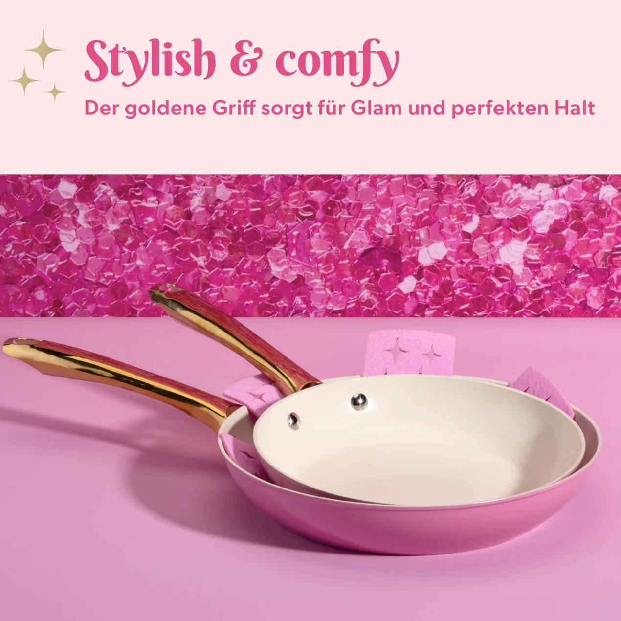 Kochgeschirr-Set, pink, 8-teilig